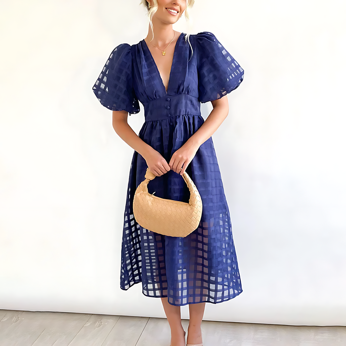 Lysa – Puff Sleeve Midi Dress