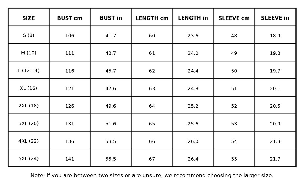 Size guide (cm)