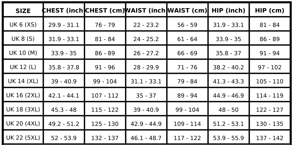 Size guide (cm)