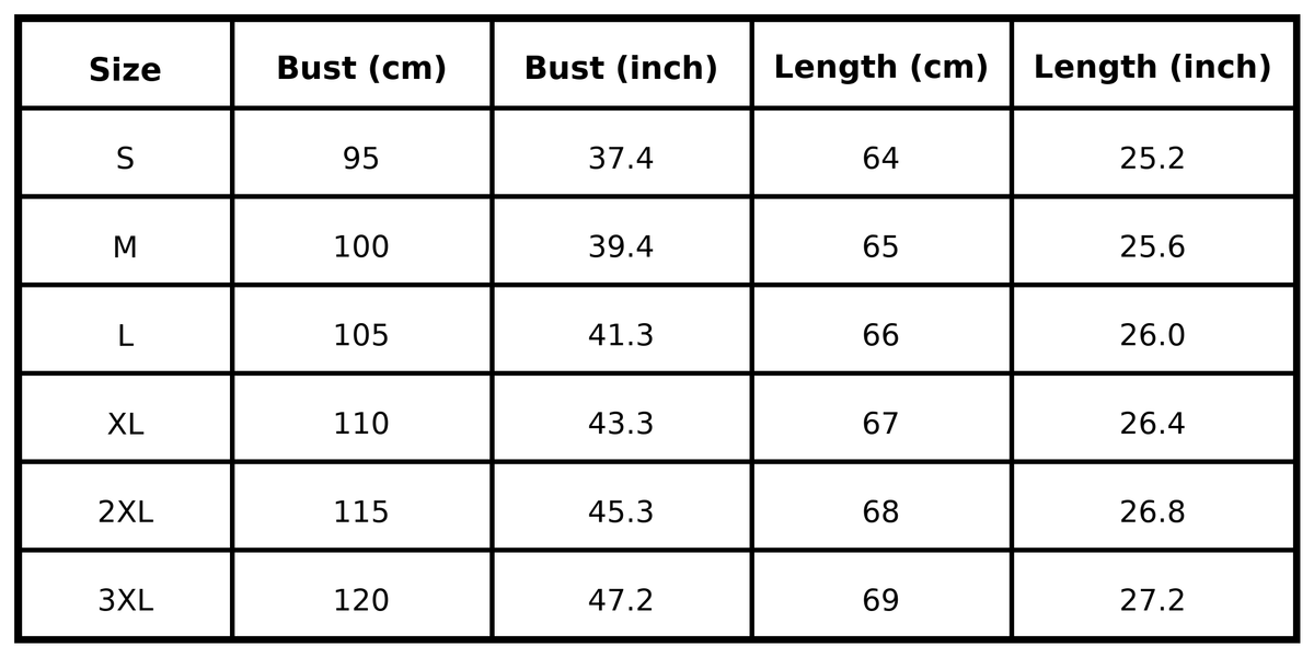 Size guide (cm)