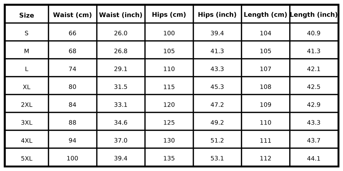 Size guide (cm)